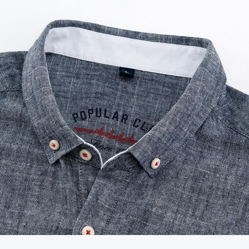 Joas | Crèmekleurig casual overhemd met button-downkraag
