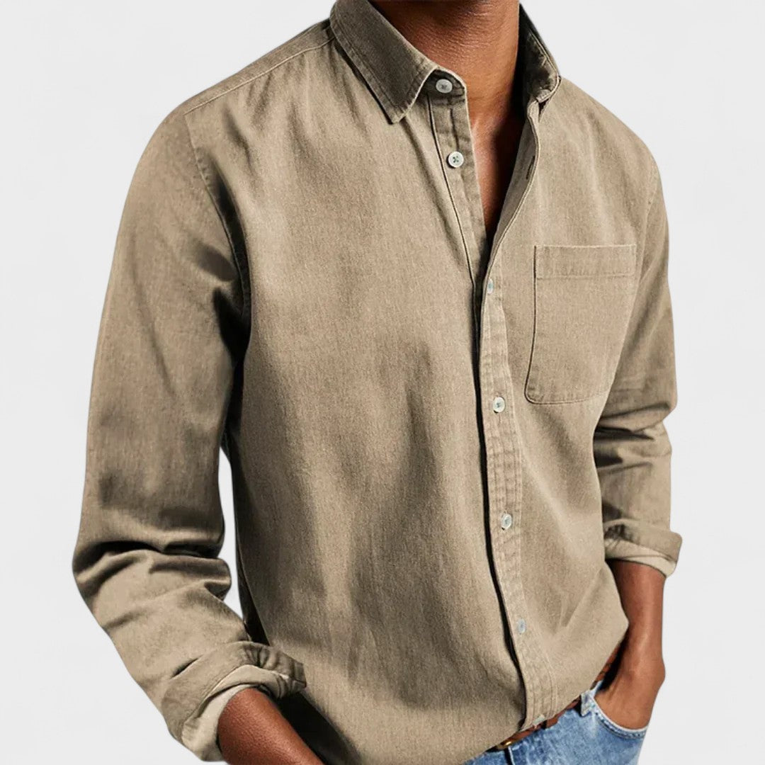 Levi | Marineblauw overhemd met button-downkraag