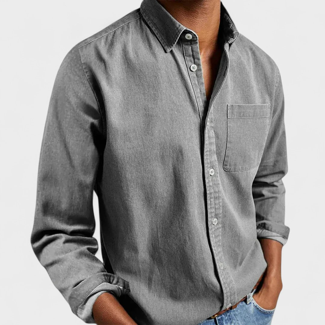 Levi | Marineblauw overhemd met button-downkraag
