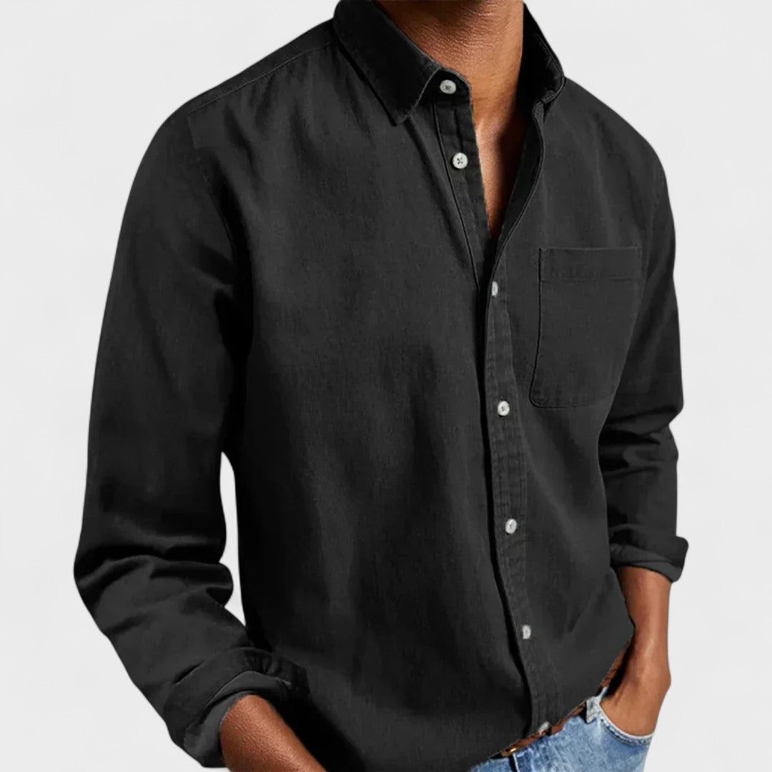 Levi | Marineblauw overhemd met button-downkraag