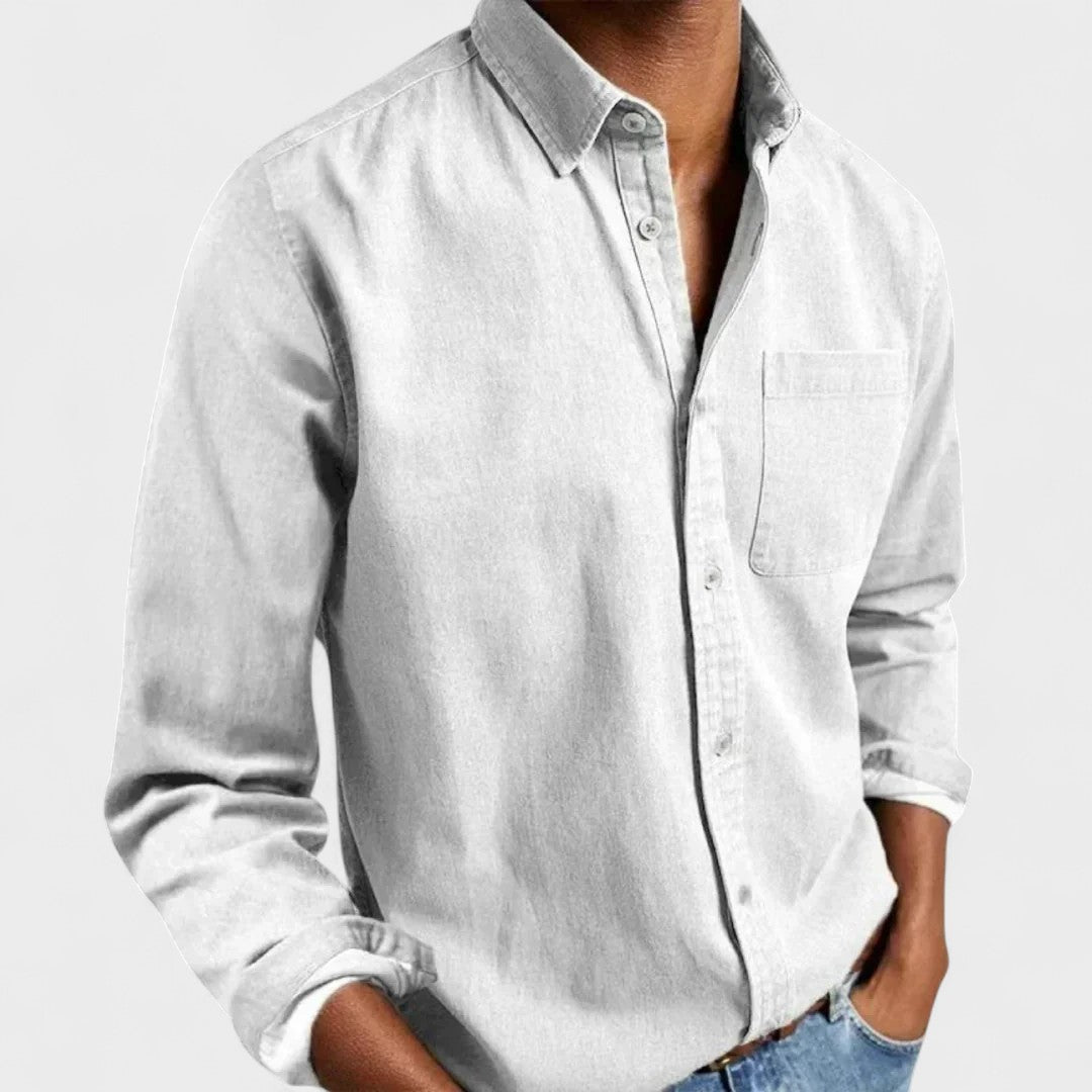 Levi | Marineblauw overhemd met button-downkraag