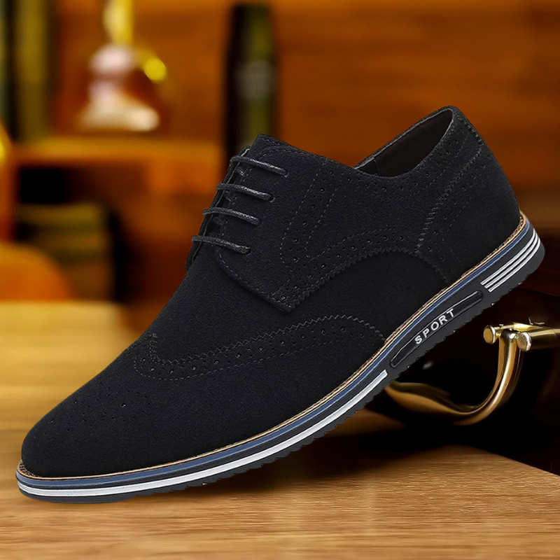 Manus | Zwarte derbyschoenen met suèdelook