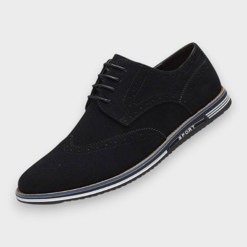Manus | Zwarte derbyschoenen met suèdelook