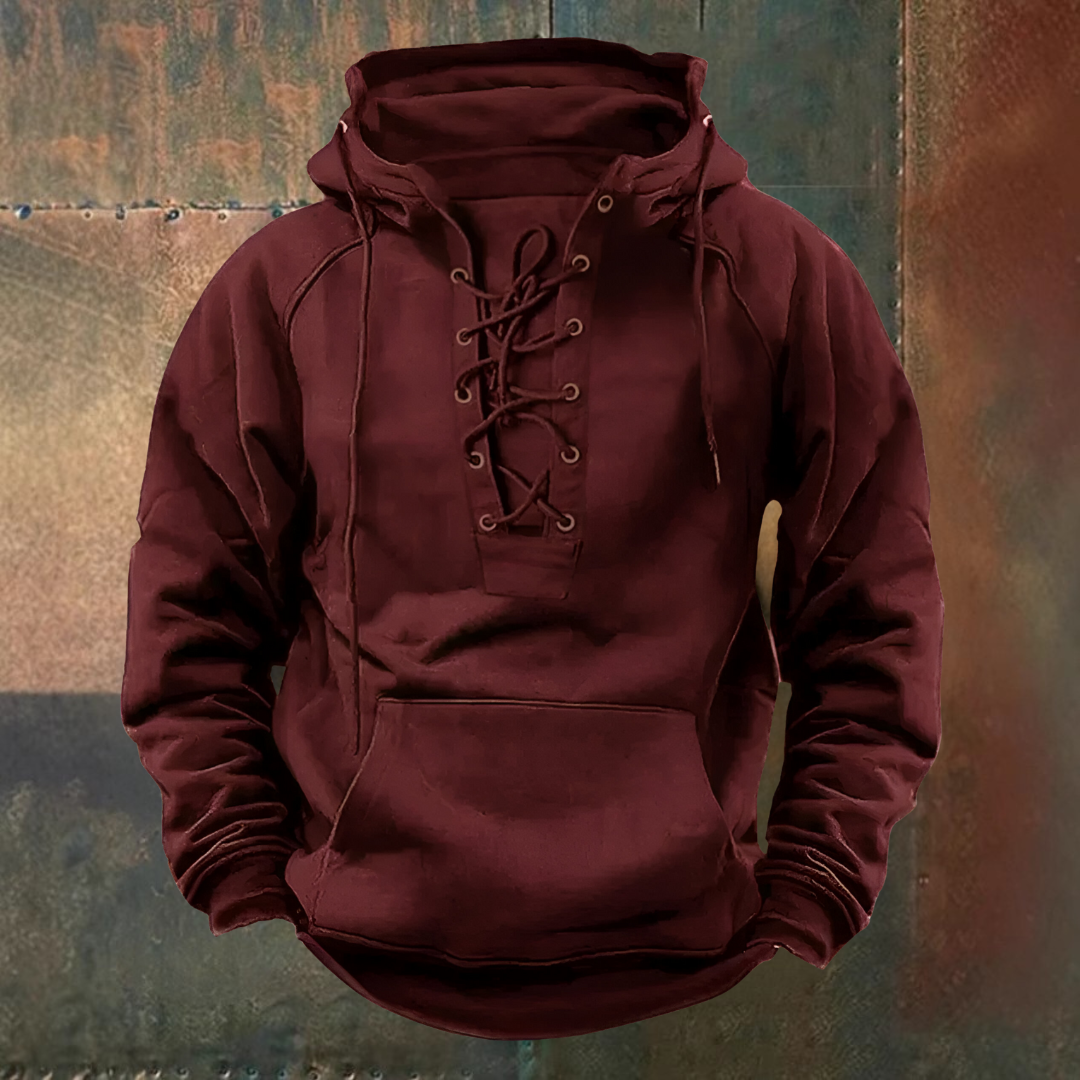 Marius | Bruine hoodie met veterkoord