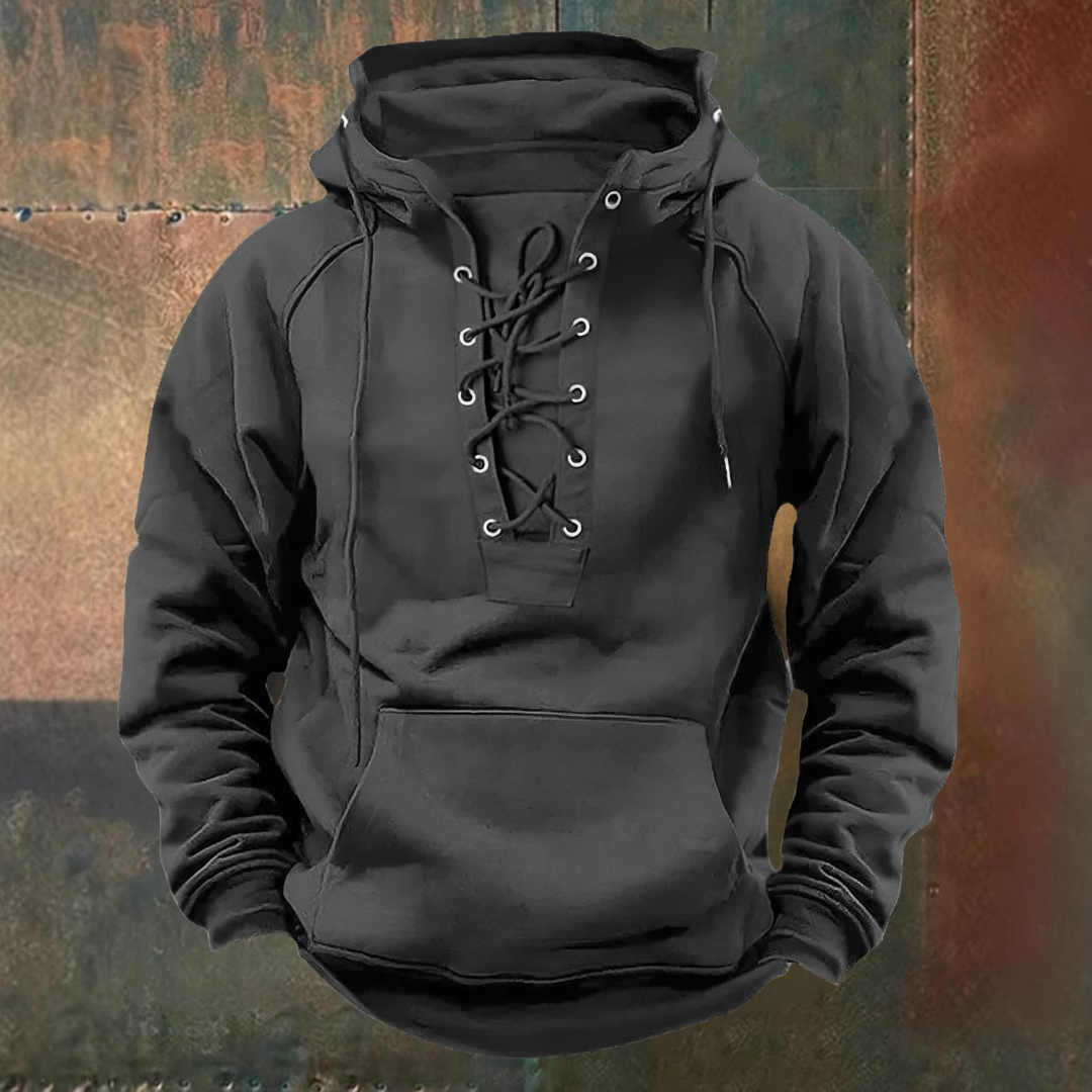 Marius | Bruine hoodie met veterkoord