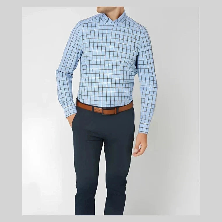 Marnick | Marineblauw-rood geruit overhemd
