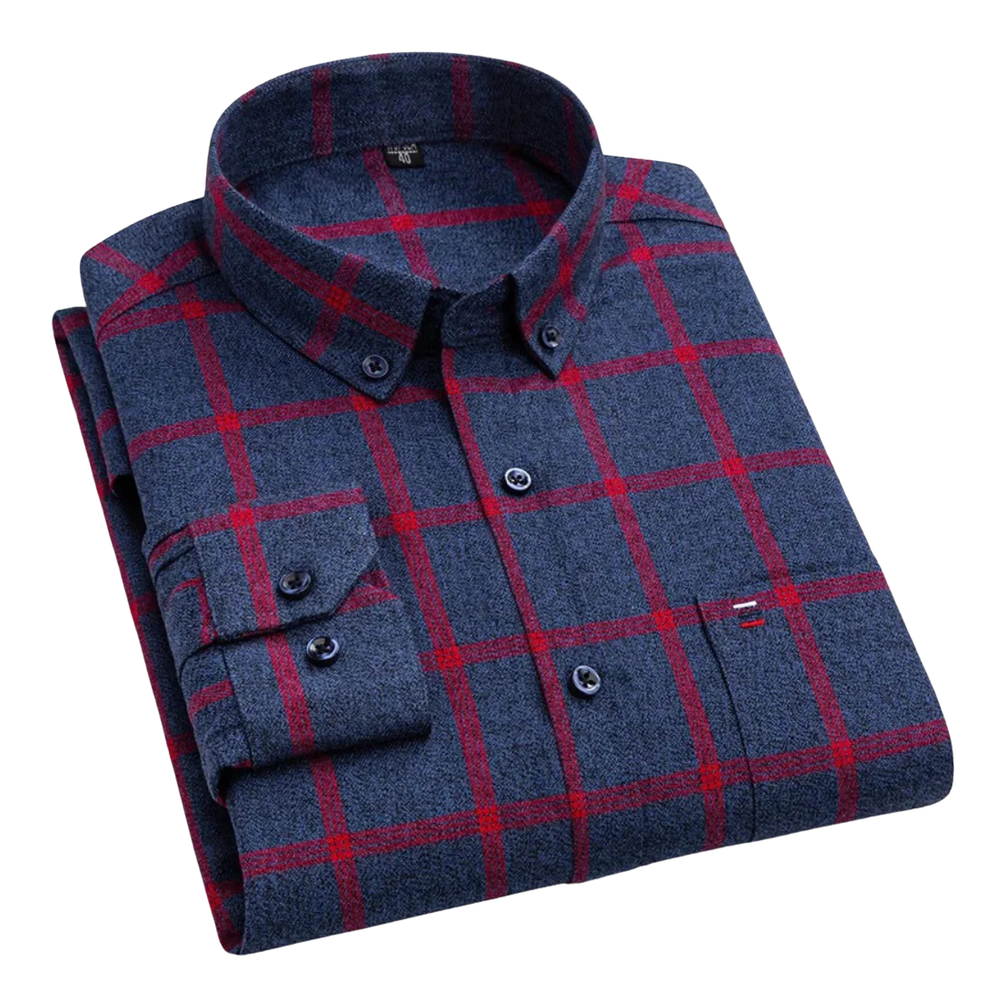 Marnick | Marineblauw-rood geruit overhemd