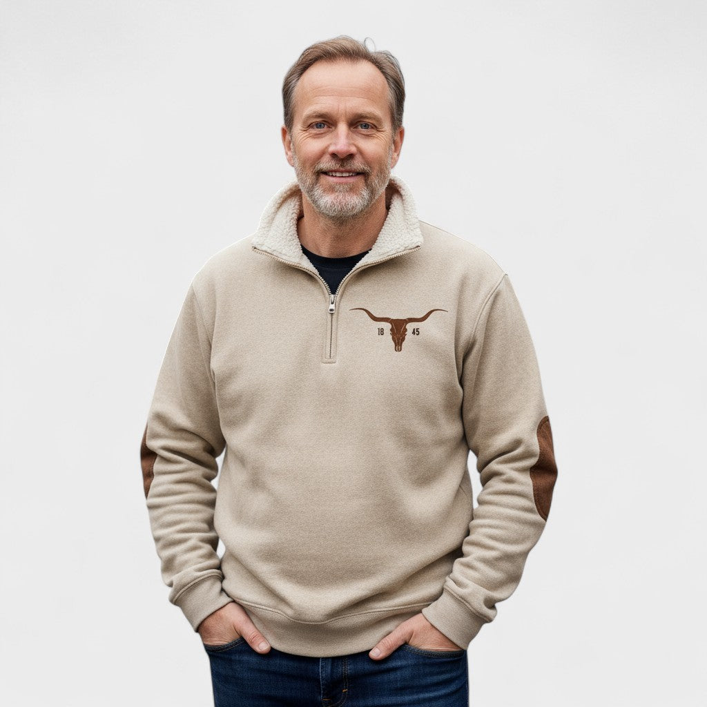 Stan | Crèmekleurige sweater met halve rits