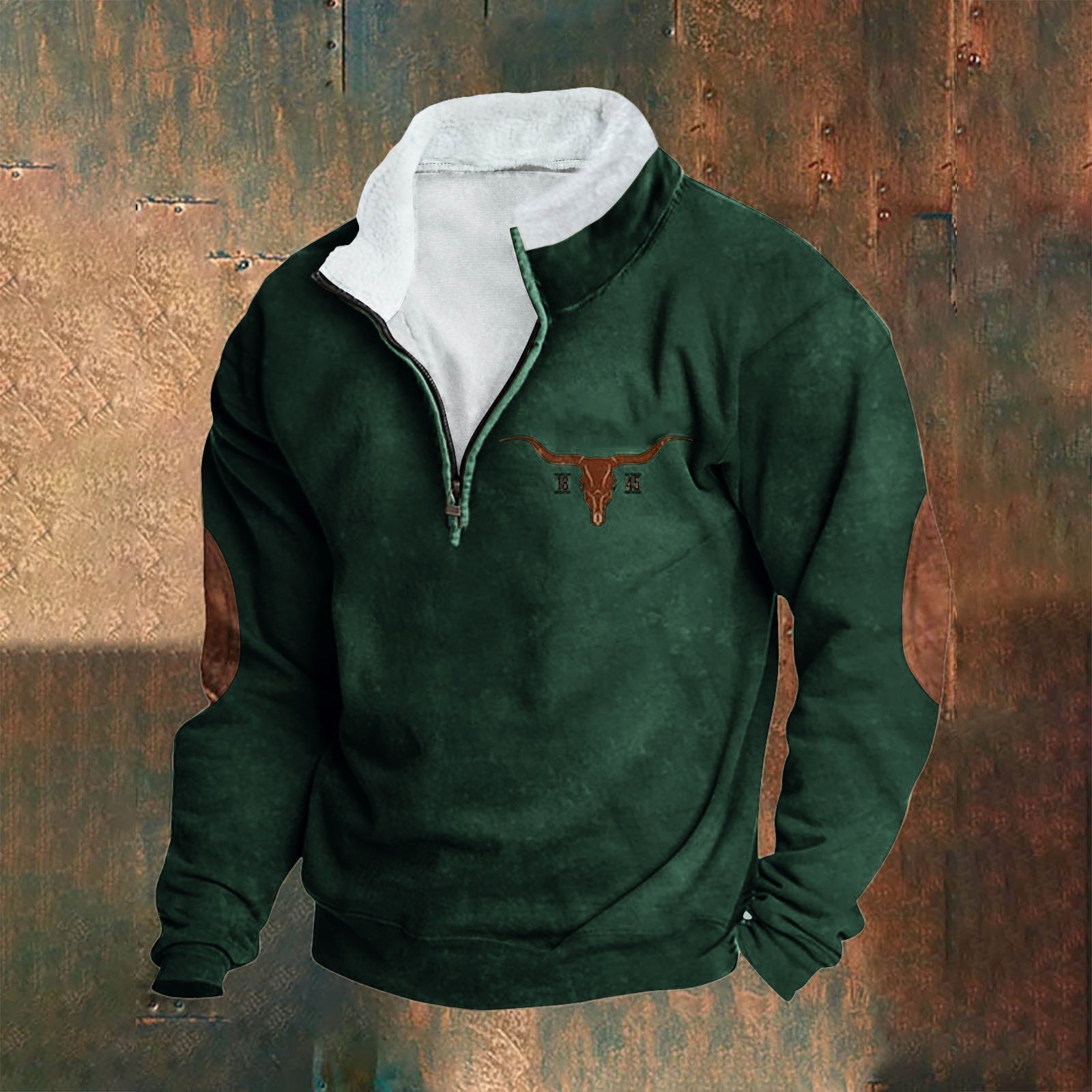 Stan | Crèmekleurige sweater met halve rits