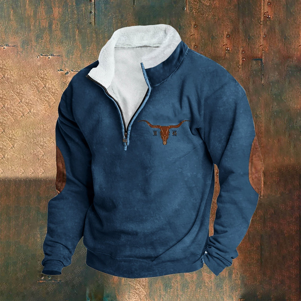 Stan | Crèmekleurige sweater met halve rits