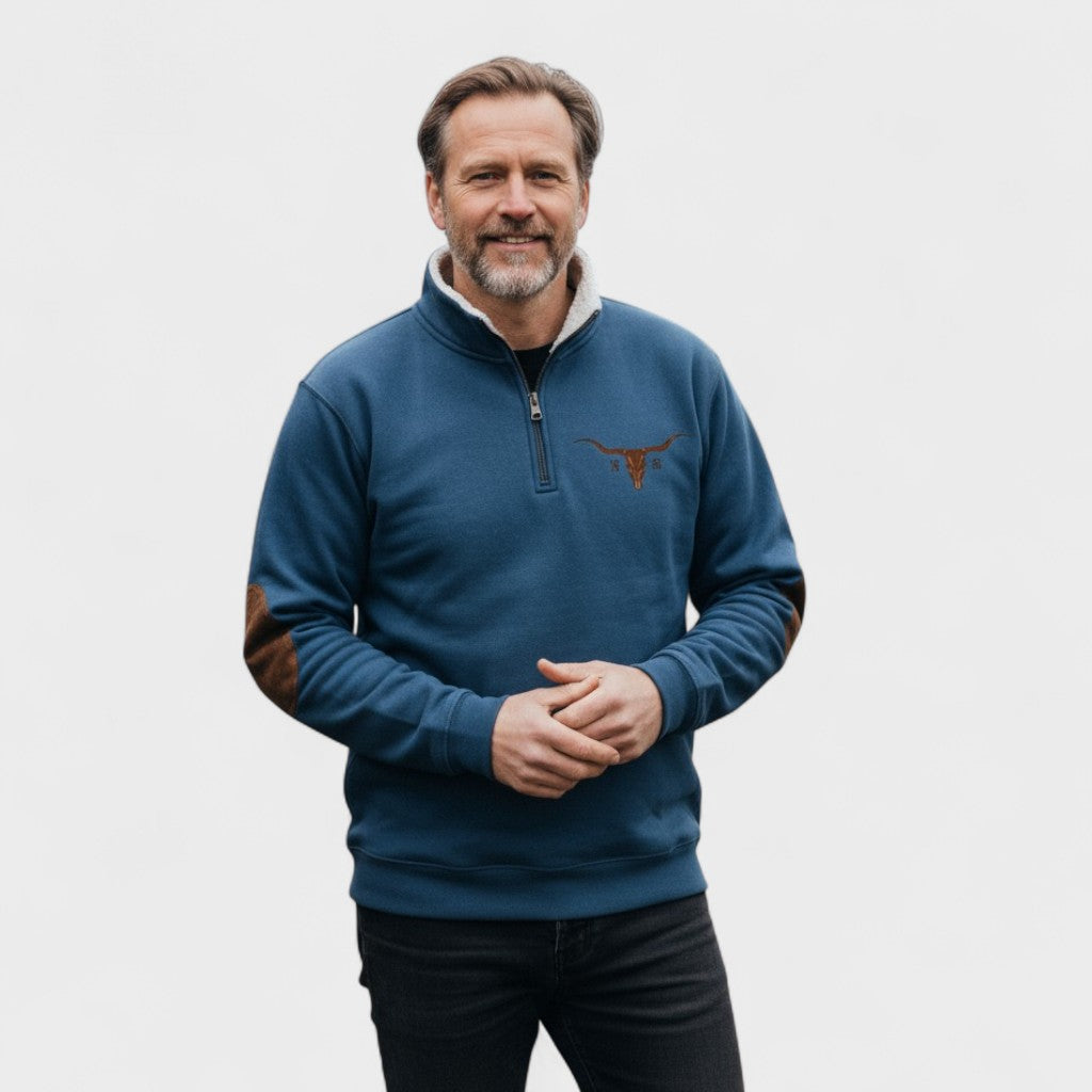 Stan | Crèmekleurige sweater met halve rits