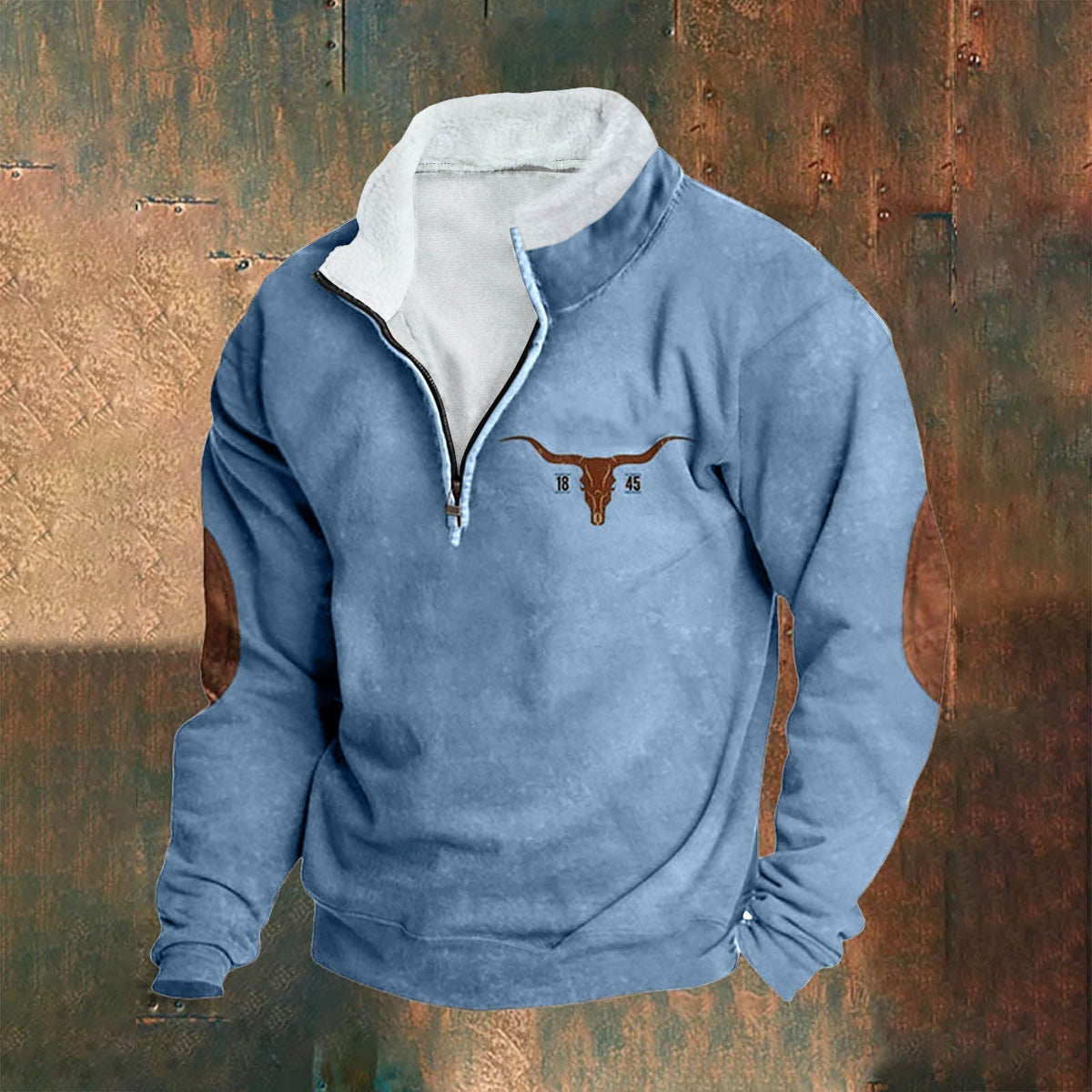 Stan | Crèmekleurige sweater met halve rits